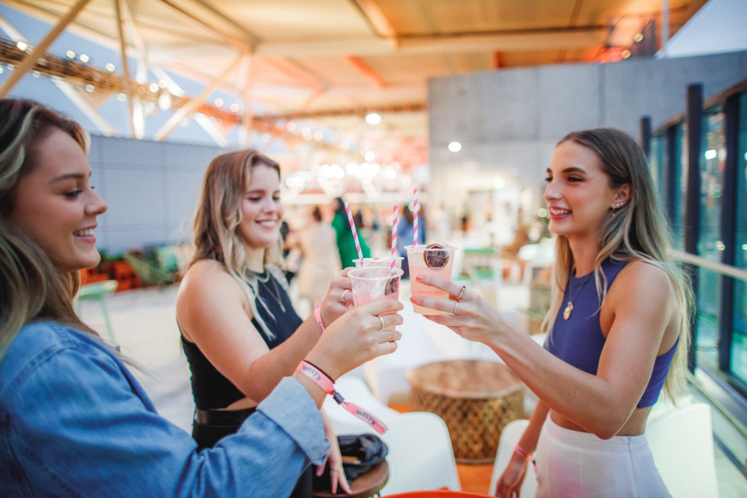 Three girls with margaritas