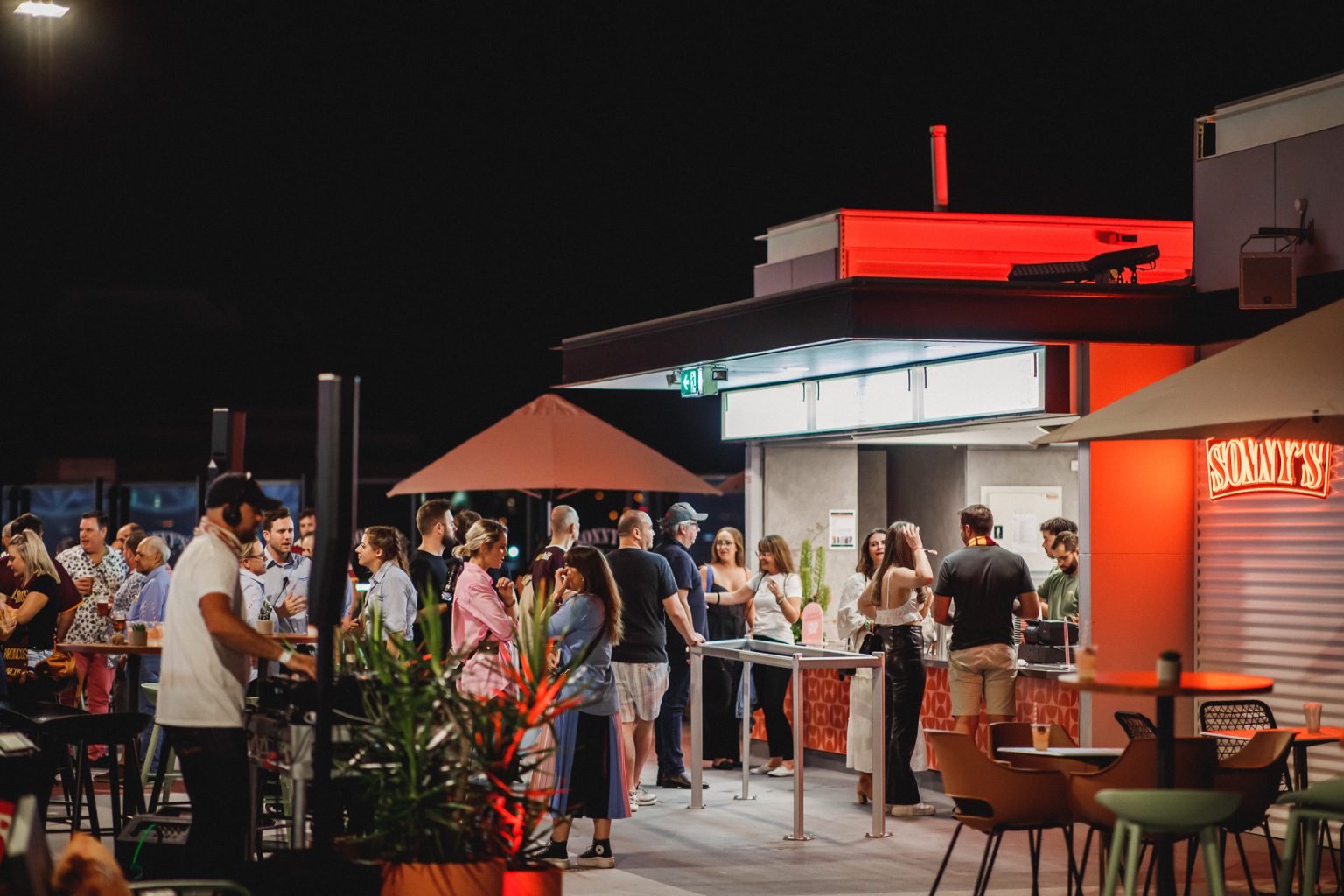 Sonny's Rooftop Launch Night Busy Bar Shot